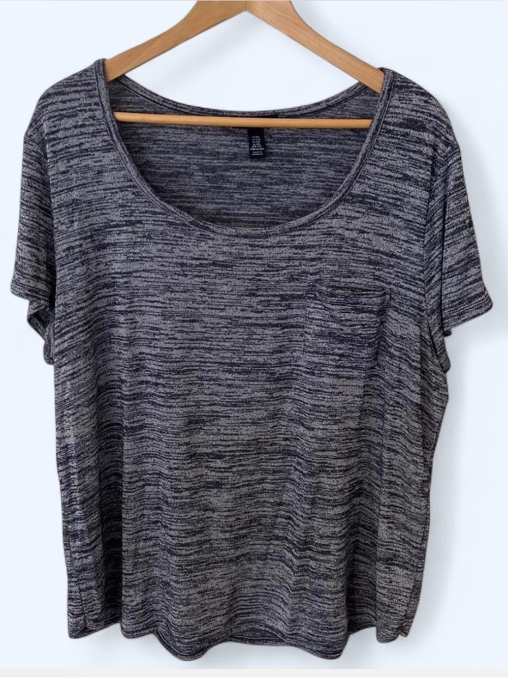 Women's Heathered Scoop Neck Pocket Tee - Blue
